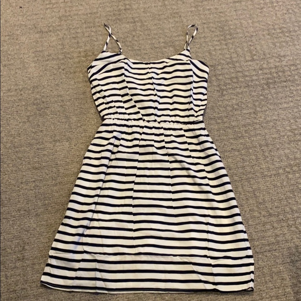 Old Navy White and Black Striped Spaghetti Strap Dress